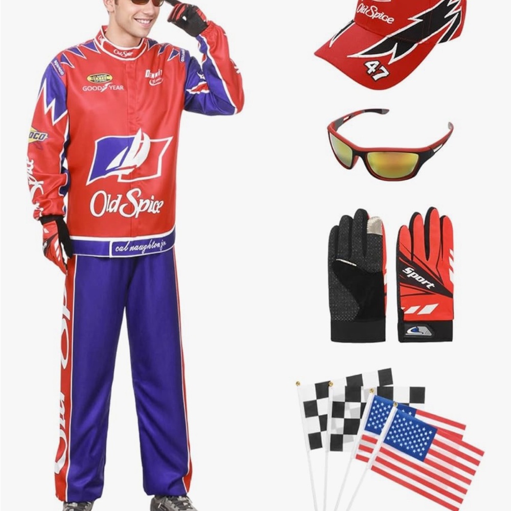 Cal Naughton Jr-Old Spice Racing Suit with gloves hat and glasses